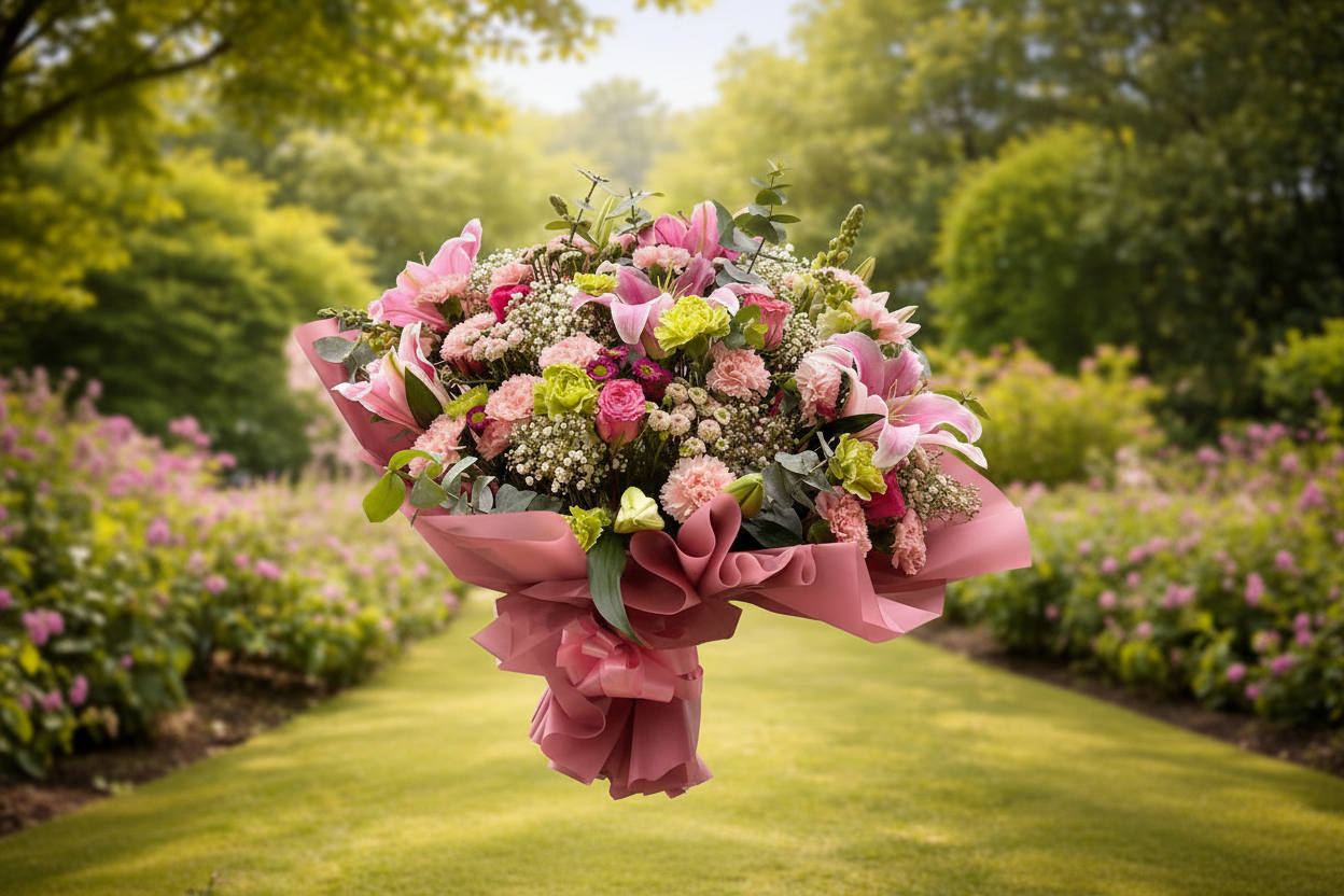 Hero Bouquet - Serene Garden Background