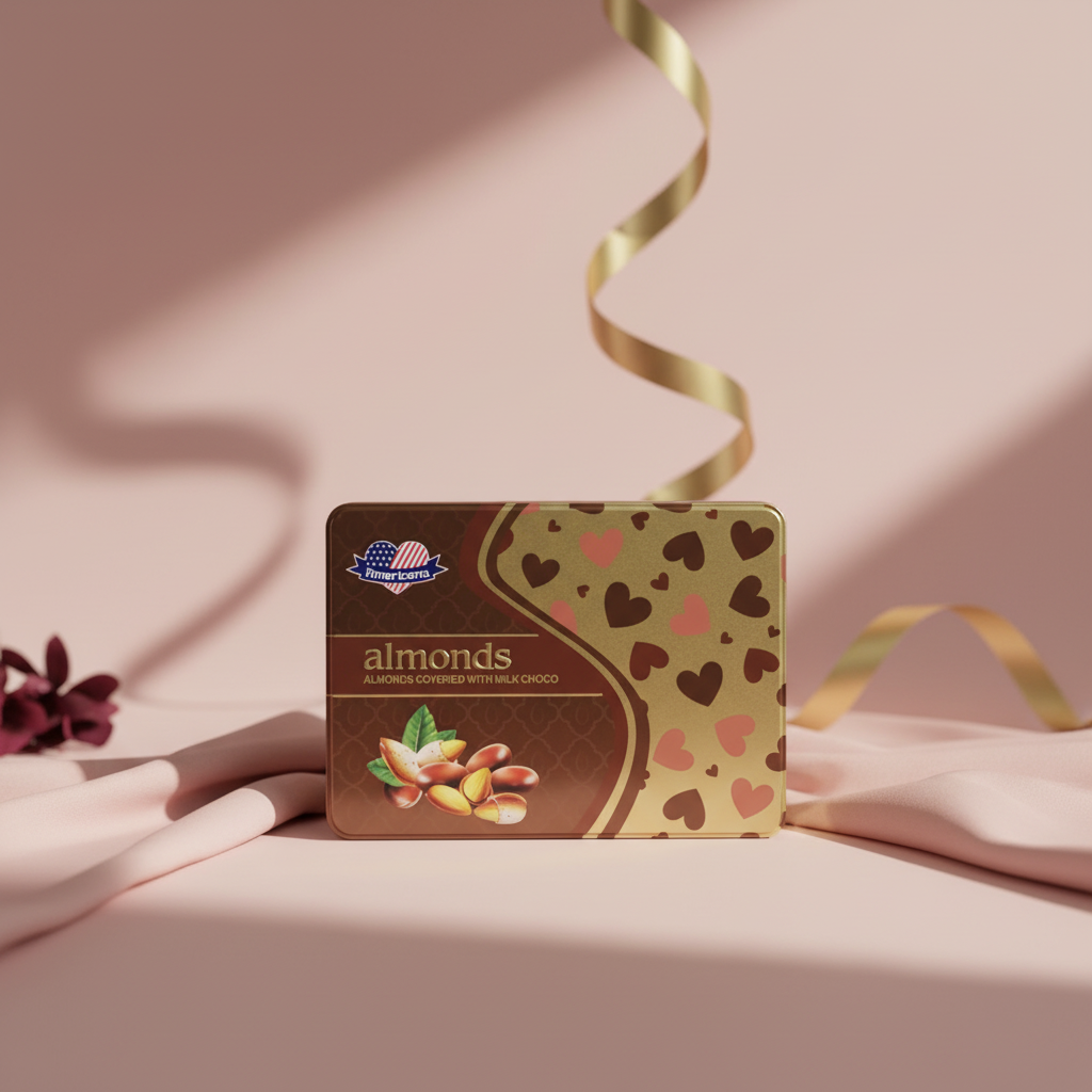 Americana Milk Chocolate Covered Almonds Heart Tin
